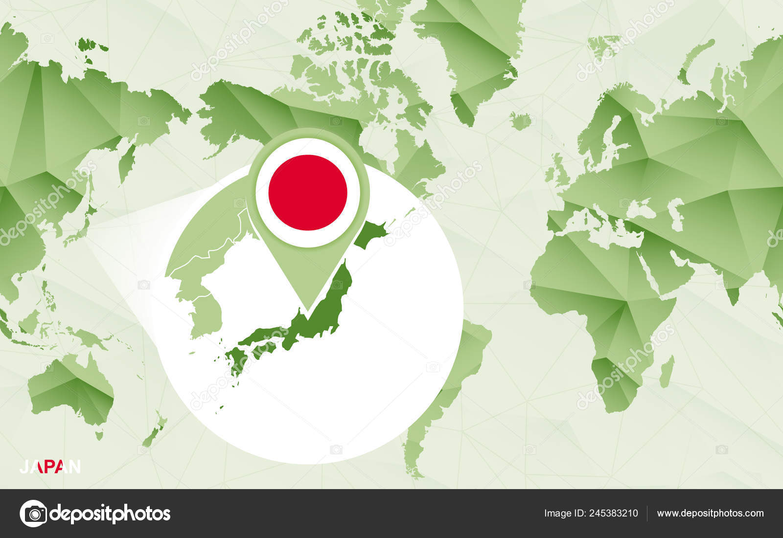Amérique Centrée Sur Mappemonde Avec Carte Agrandie Japon