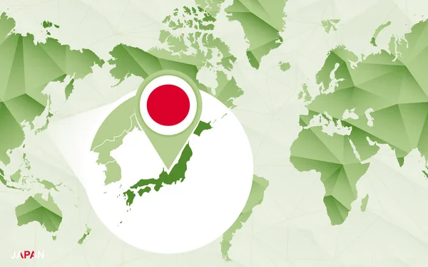 Mapa Mundo Centrado América Com Mapa Ampliado Japão Mapa Mundo — Vetor de Stock