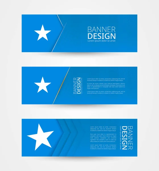 Conjunto Três Bandeiras Horizontais Com Bandeira Somália Modelo Design Banner — Vetor de Stock