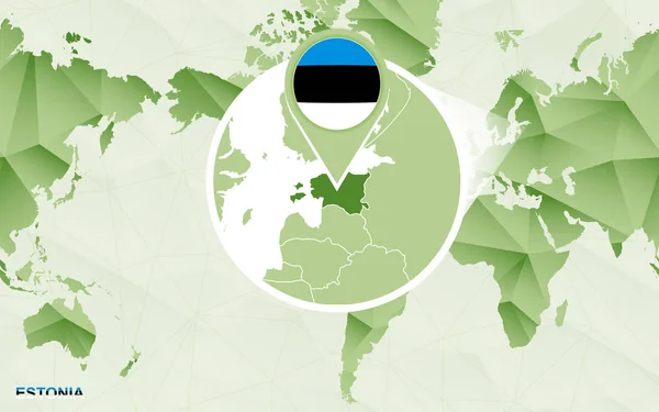 Mapa Del Mundo Centrado América Con Mapa Ampliado Estonia Mapa — Vector de stock