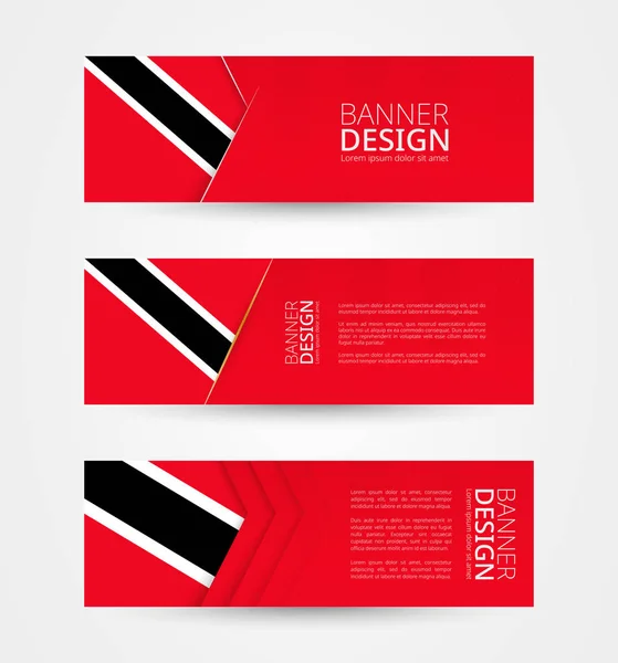 Conjunto Tres Pancartas Horizontales Con Bandera Trinidad Tobago Plantilla Diseño — Archivo Imágenes Vectoriales