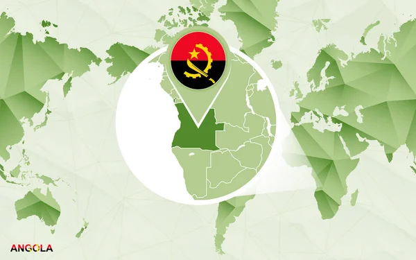 Amerikai központú világ Térkép-val nagyított Angola Térkép. — Stock Vector