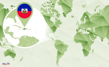 Amerika merkezli Dünya Haritası ile büyütülmüş Haiti Haritası. 