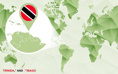 Amerika merkezli Dünya Haritası ile büyütülmüş Trinidad ve Tobago Haritası
