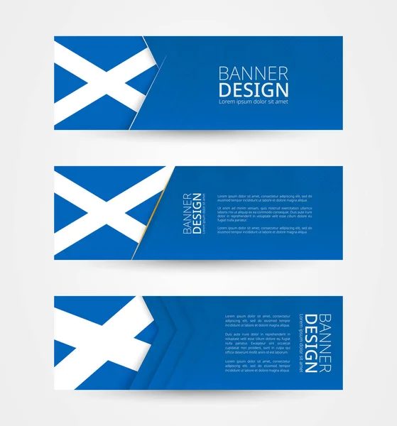 스코틀랜드의 국기와 함께 3 개의 수평 배너 세트. — 스톡 벡터
