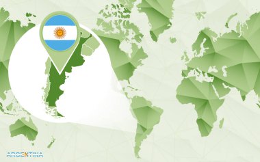 Amerika merkezli Dünya Haritası ile büyütülmüş Arjantin harita. 
