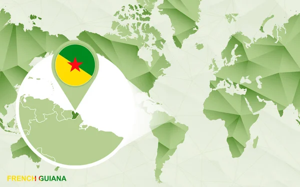 Amerika na střed světa mapa s zvětšenou mapu Francouzská Guyana. — Stockový vektor