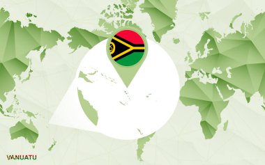 Amerika merkezli Dünya Haritası ile büyütülmüş Vanuatu Haritası. 