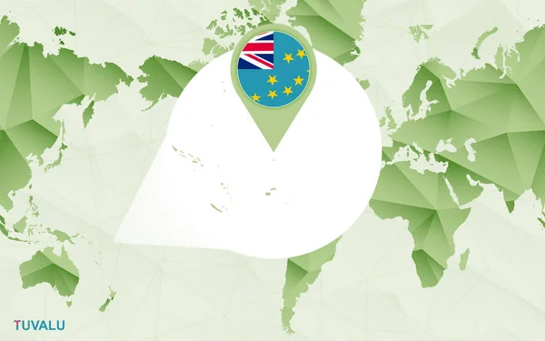 Mapa świata centric Ameryka z powiększoną mapę Tuvalu. — Wektor stockowy