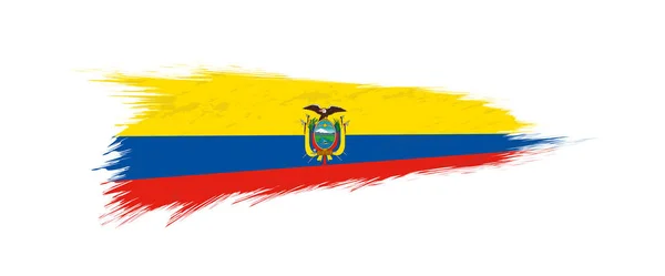 Bandera de Ecuador en pincelada grunge . — Vector de stock