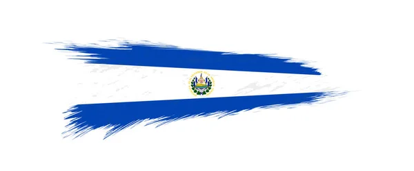 Vlag van El Salvador in grunge penseelstreek. — Stockvector