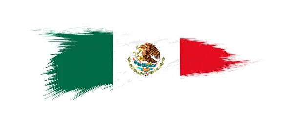 Vlag van Mexico in grunge penseelstreek. — Stockvector