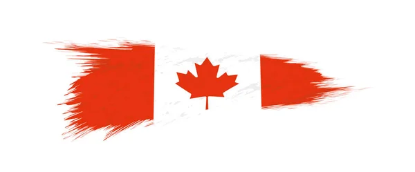 Vlag van Canada in grunge penseelstreek. — Stockvector