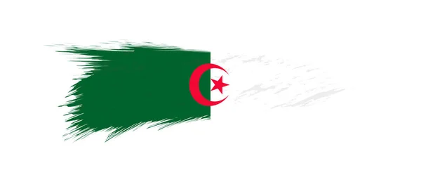 Flaggan av Algeriet i grunge penseldraget. — Stock vektor