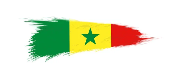 Flaga Senegalu w pociągnięcia pędzlem grunge. — Wektor stockowy