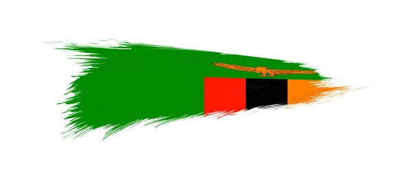 Vlajka Zambie v tahu štětce grunge. — Stockový vektor