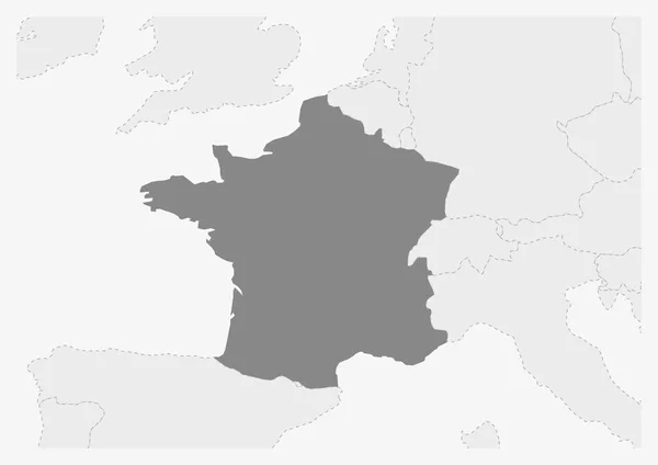 Mapa da Europa com destaque França mapa —  Vetores de Stock