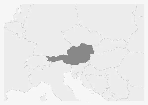 Mapa da Europa com destaque Áustria mapa —  Vetores de Stock