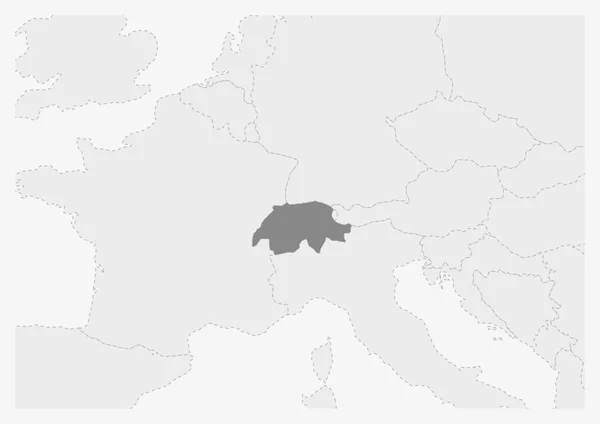 Mapa Evropy s zvýrazněné mapa Švýcarska — Stockový vektor