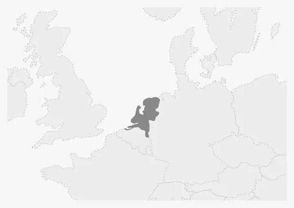 Mapa de Europa con el mapa de Holanda resaltado — Vector de stock