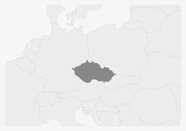 Kiemelt Cseh Köztársaság térképe Európa térképén — Stock Vector