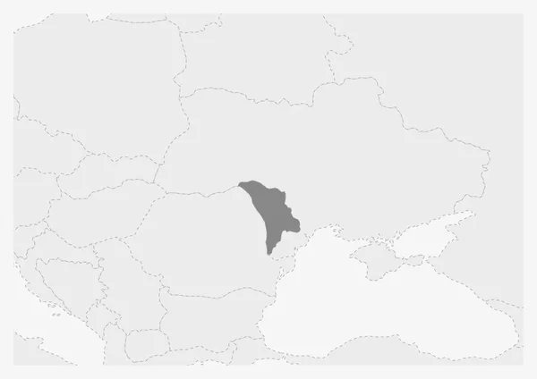 Mappa dell'Europa con evidenziata la mappa di Moldova — Vettoriale Stock