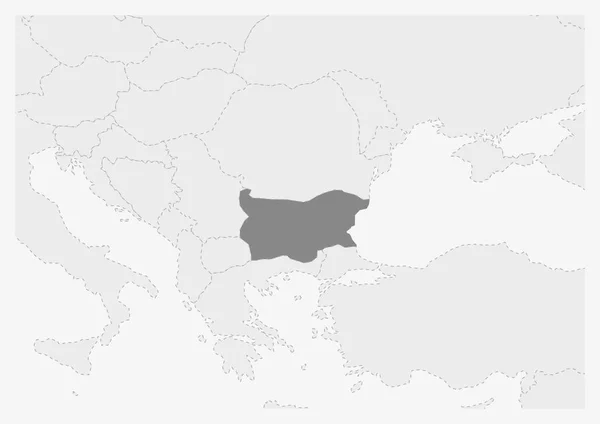 Mapa de Europa con el mapa de Bulgaria resaltado — Vector de stock