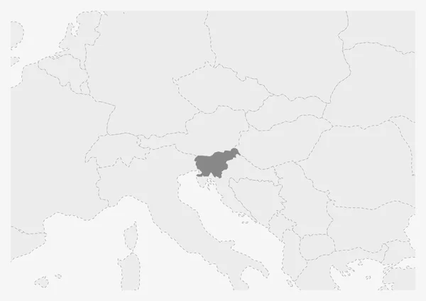 Mapa de Europa con el mapa de Eslovenia destacado — Archivo Imágenes Vectoriales