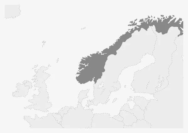 Carte de l'Europe avec la carte de Norvège surlignée — Image vectorielle