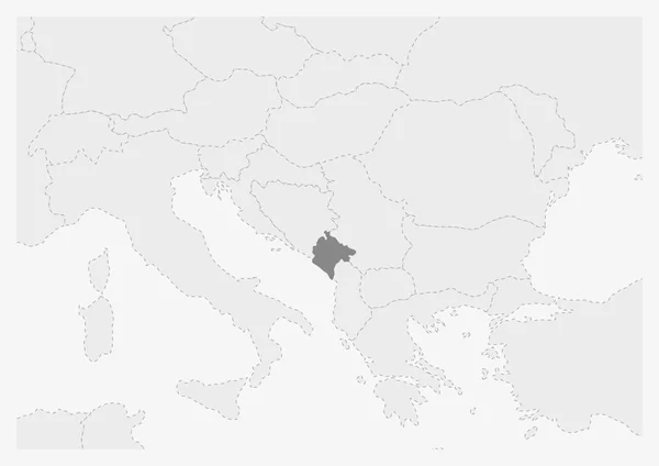 Europakarte mit hervorgehobener Montenegrokarte — Stockvektor