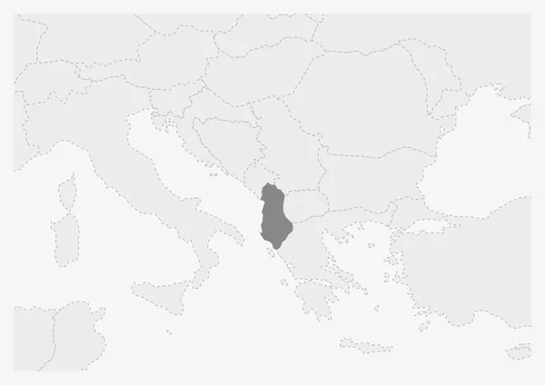Avrupa Haritası ile vurgulanan Arnavutluk Haritası — Stok Vektör