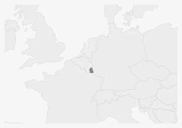 Mapa de Europa con el mapa de Luxemburgo resaltado — Archivo Imágenes Vectoriales