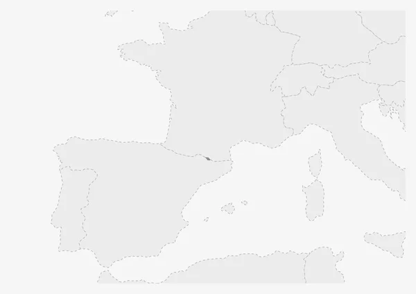 Mappa dell'Europa con evidenziata la mappa di Andorra — Vettoriale Stock