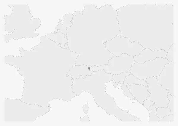 Kaart van Europa met gemarkeerde Liechtenstein kaart — Stockvector