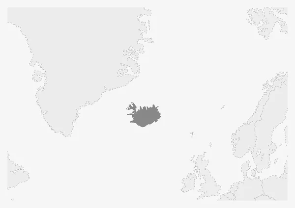 Europakarte mit hervorgehobener Islandkarte — Stockvektor