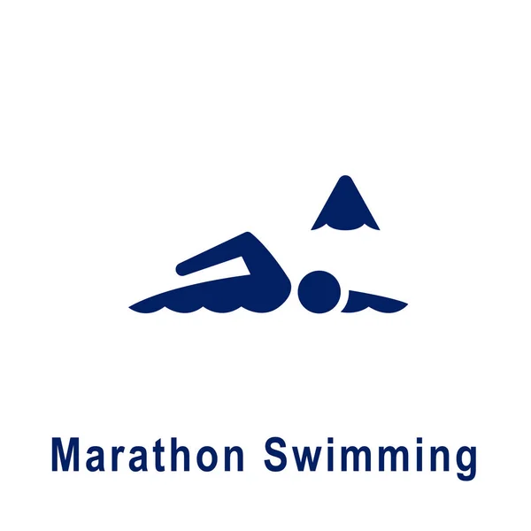 Plavecký maraton piktogram, nové sportovní ikonu. — Stockový vektor