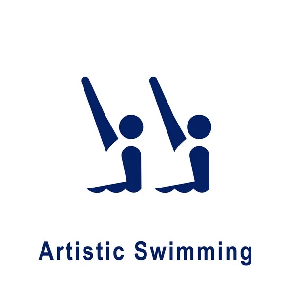 Pictograma de natación artística, icono del deporte azul . — Vector de stock