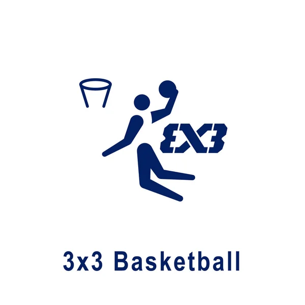 Pictograma de baloncesto 3x3, nuevo icono deportivo . — Vector de stock