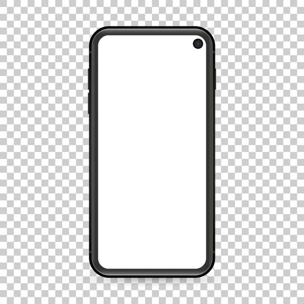 Teléfono celular de diseño moderno con pantalla en blanco sobre fondo transparente — Archivo Imágenes Vectoriales