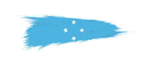Flagge Mikronesiens im Grunge-Pinselstrich. — Stockvektor