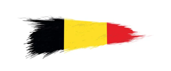 Belgiens flagga i grunge penseldrag. — Stock vektor
