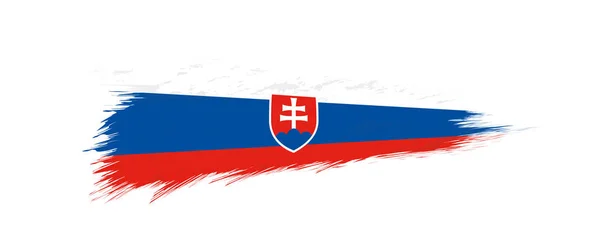 Flag of Slovakia in grunge brush stroke. — Stock Vector