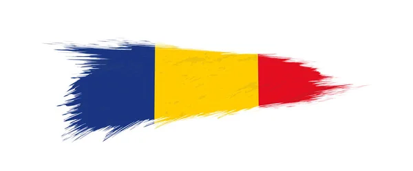 Drapeau de la Roumanie en coup de pinceau . — Image vectorielle