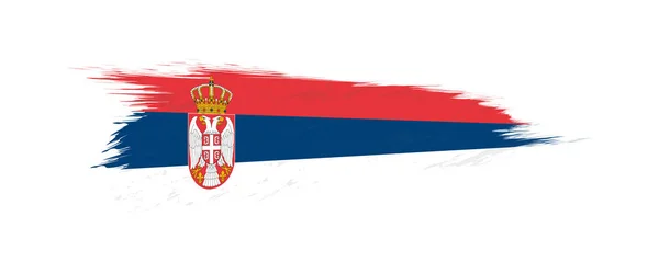 Flag of Serbia in grunge brush stroke. — Stock Vector