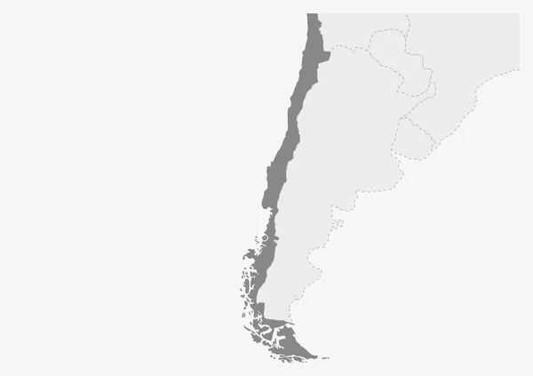 Mappa dell'America con evidenziata la mappa di Cile — Vettoriale Stock