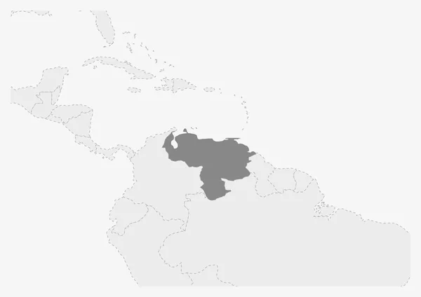 Karte von Amerika mit hervorgehobener Venezuela-Karte — Stockvektor