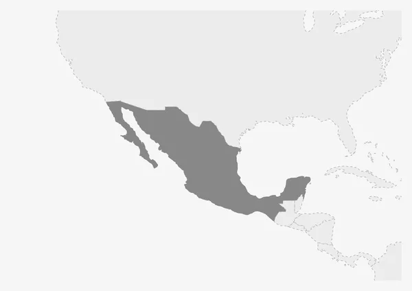 Mappa dell'America con evidenziata la mappa di Messico — Vettoriale Stock