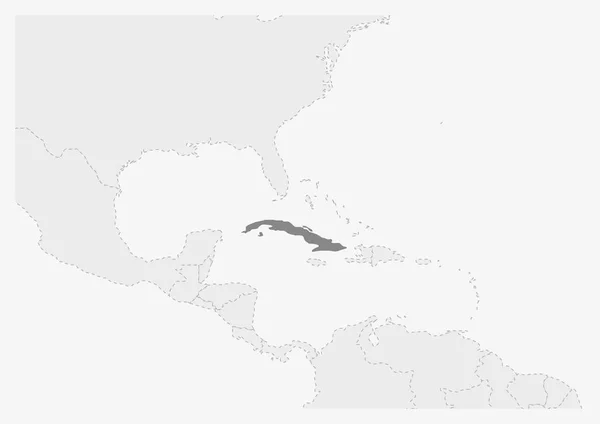 Mapa de América con el mapa de Cuba resaltado — Vector de stock