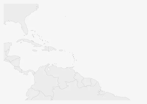 Mapa de América con el mapa de Dominica resaltado — Vector de stock