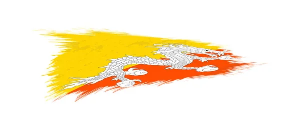 Vlag van Bhutan in grunge penseelstreek. — Stockvector